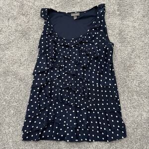 Coquette Tank Top Womens Size Large Ruffle Tiered Flowy Dainty Chic Polka Dots